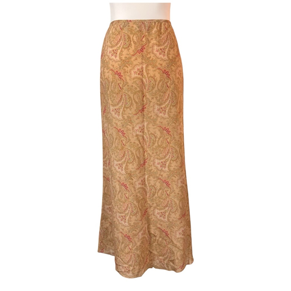 Y2K Paisley 100% Silk Set Women’s M 8/10 Two-Piece Modest Long Sleeve Maxi Skirt - Picture 6 of 13